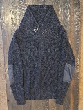 Rock & Republic Navy Shawl-Collar Zip-Up Sweater